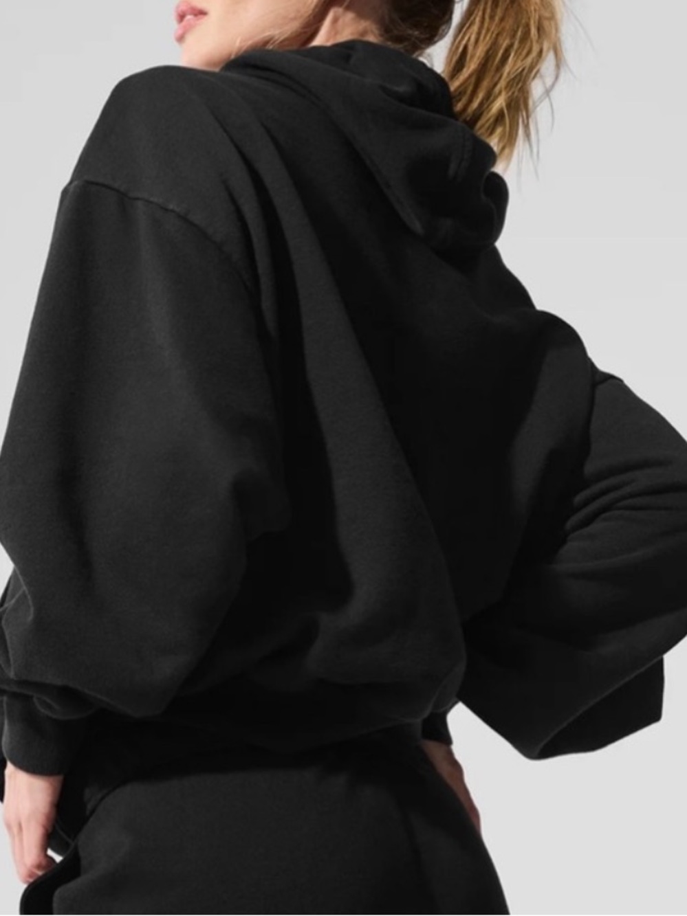 Alo Yoga Accolade Black Oversized Hoodie Sz M 8-10 U3032RG - Picture 3 of 12
